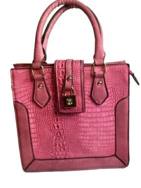 Femina. Pink Croc-Embossed Faux Leather Tote